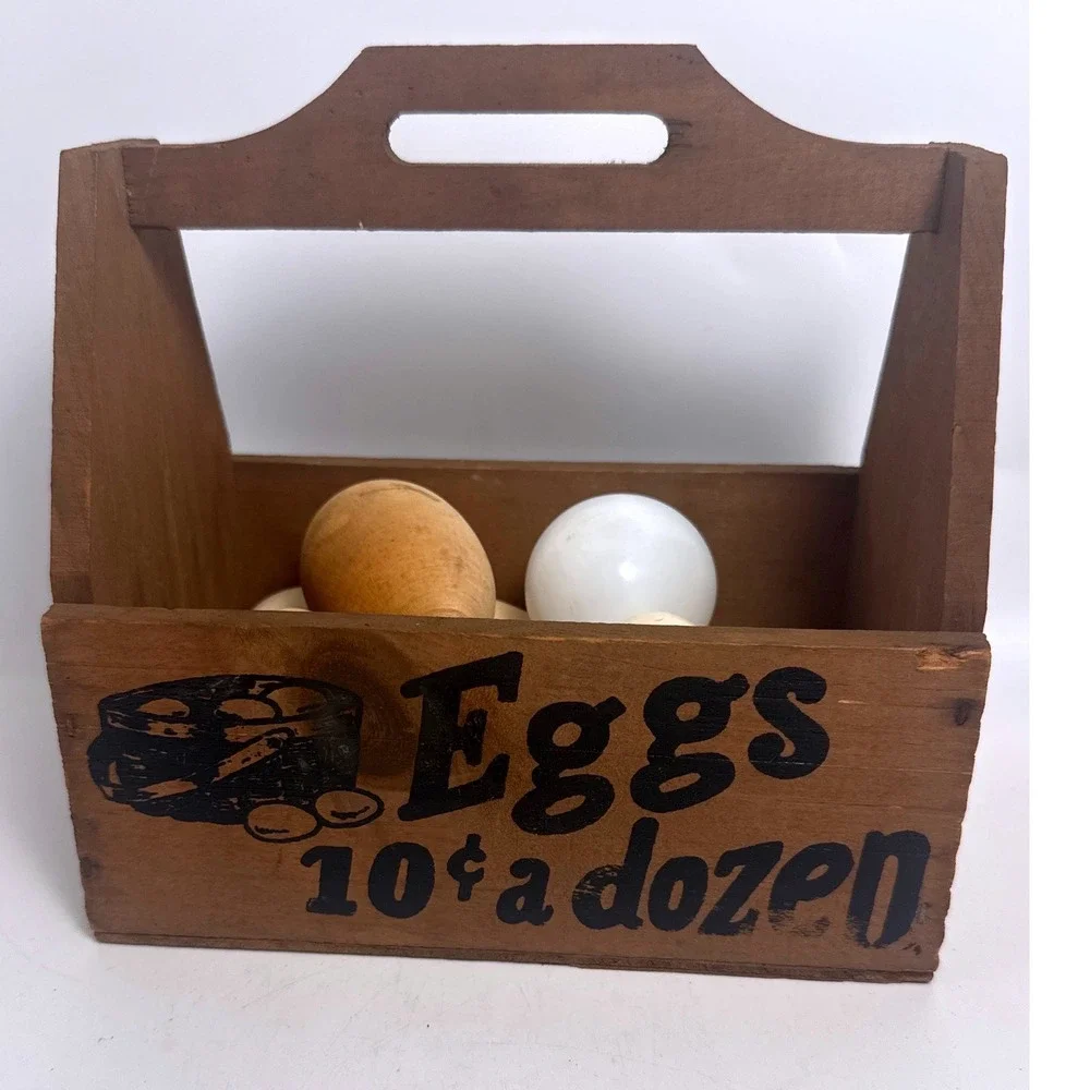 Wooden Egg Crate Carrier OS Brown Farmhouse Rustic‎ 8 Wooden Egg